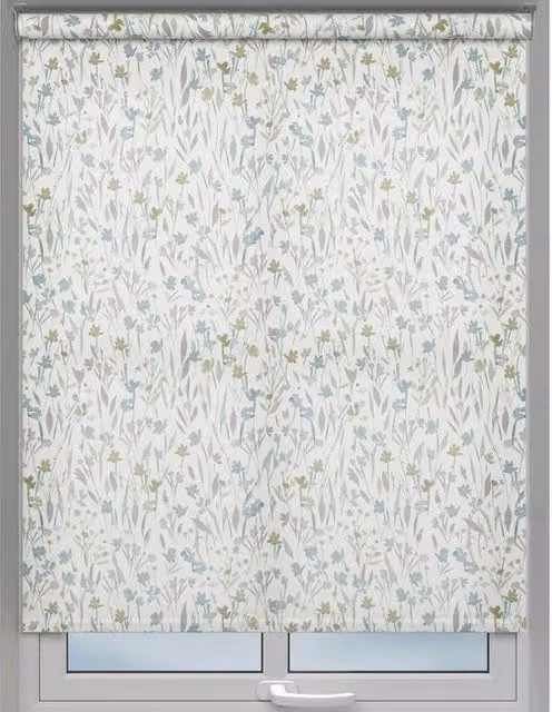 Terrys Petrol Floral Semi-Transparent Textile Roller Blind
