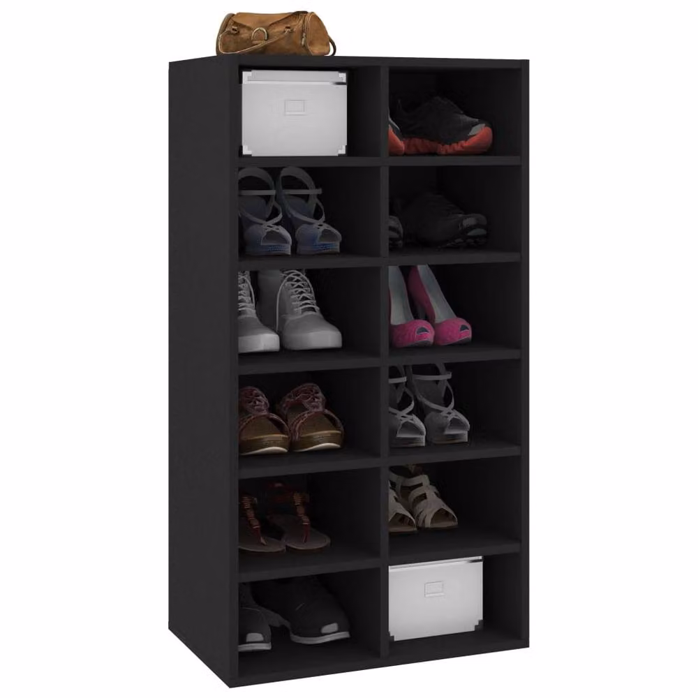 Berkfield Home Black MDF Shoe Rack, W/D/H: 54 x 34 x 100.5 cm – 3