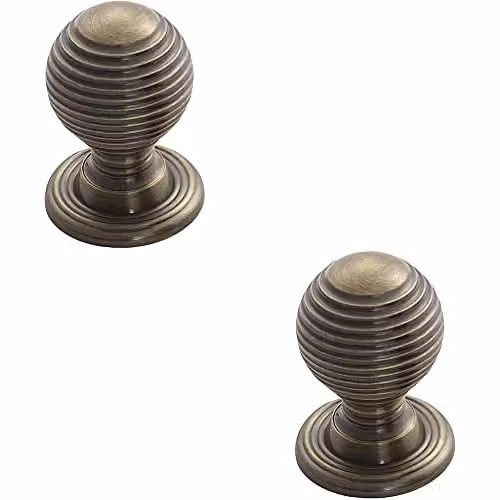 Loops 2 Pack Textured Reeded Ball Cupboard Door Knobs in Brushed Florentine Bronze, Diameter: 23 mm – 1