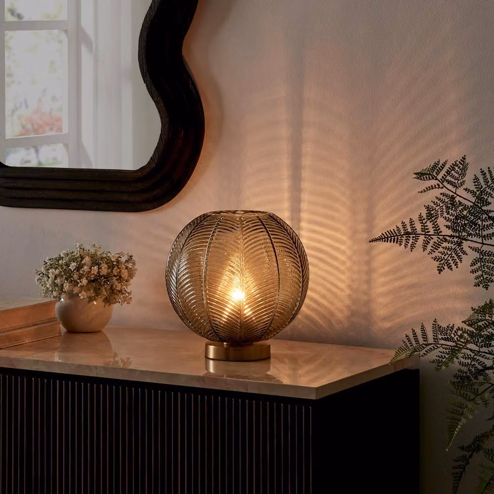 FurnitureboxUK Nadine Small Green Glass Globe Table Lamp with Gold/Brass Base – 2