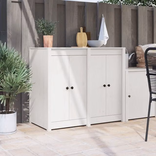 Berkfield Home Outdoor Kitchen Doors, 2 Piece White Solid Pine Wood, W/D/H: 50 x 9 x 82 cm – 1