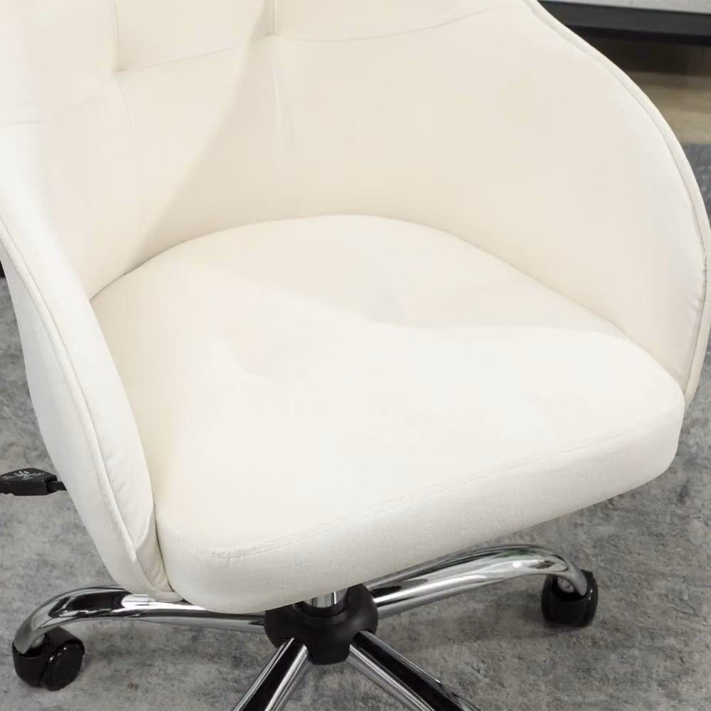 Rolipo Modern Velvet Task Chair in Beige with 360 Degree Swivel and Castors for Home Office – 4