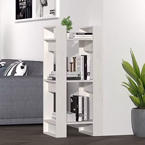vidaXL White Solid Wood Pine Book Cabinet and Room Divider W/D/H: 41 x 35 x 91 cm – 2