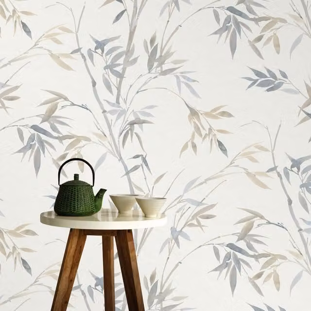 Erismann White Botanical Floral Vinyl Wallpaper with Pre-pasted Botanical Design