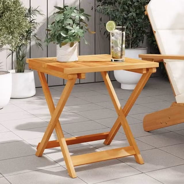 Berkfield Home Folding Garden Table in Brown Solid Acacia Wood, W/D/H: 50 x 50 x 50 cm – 1