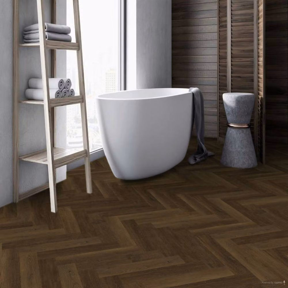 FirmfitORH Walnut Wood Effect Herringbone Luxury Vinyl Tile Click Lock Flooring, Brown – 2