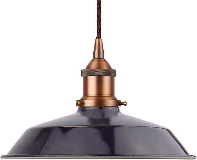 SE Home Trinity Small Metal Pendant Light in Navy Blue and Matt Antique Copper