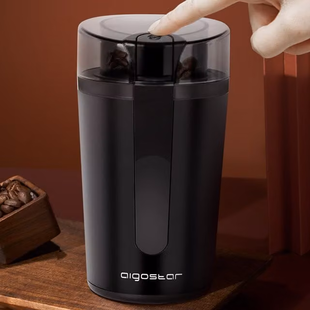 Aigostar Electric Blade Coffee Grinder with Stainless Steel Blades, Black and Transparent