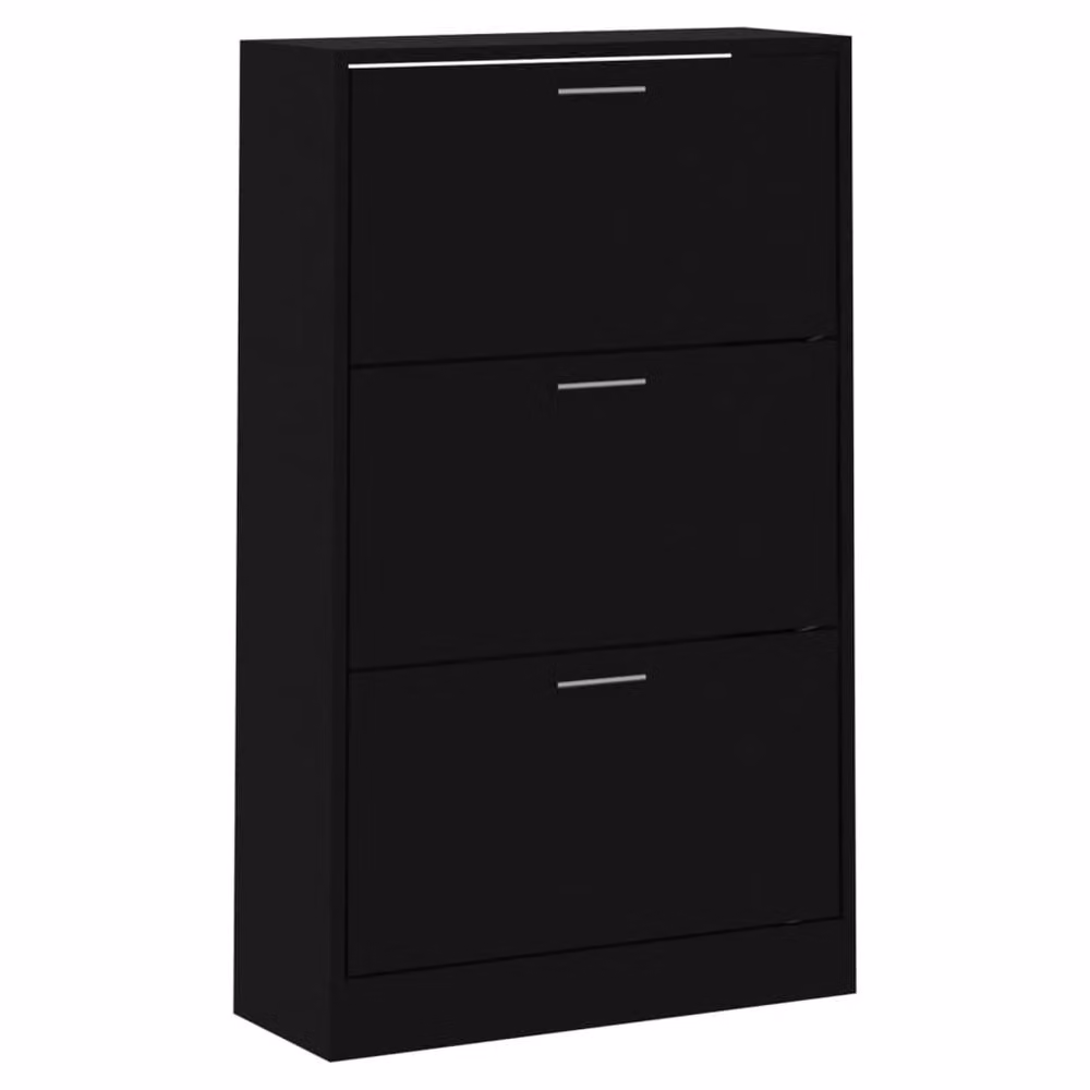 Berkfield Home Modern Black Shoe Cabinet with Tilting Compartments, W/D/H: 63 x 24 x 103 cm – 3