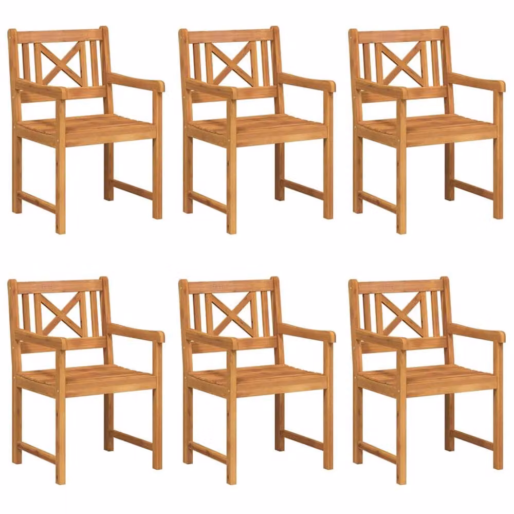 Berkfield Home Modern Garden Chairs, 6 Piece Set, Brown Acacia Wood, W/D/H: 56 x 55.5 x 90 cm – 3