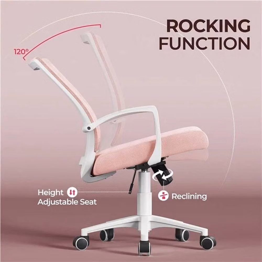KORVIXA Ergonomic Fabric Office Computer Chair in Pink – 2