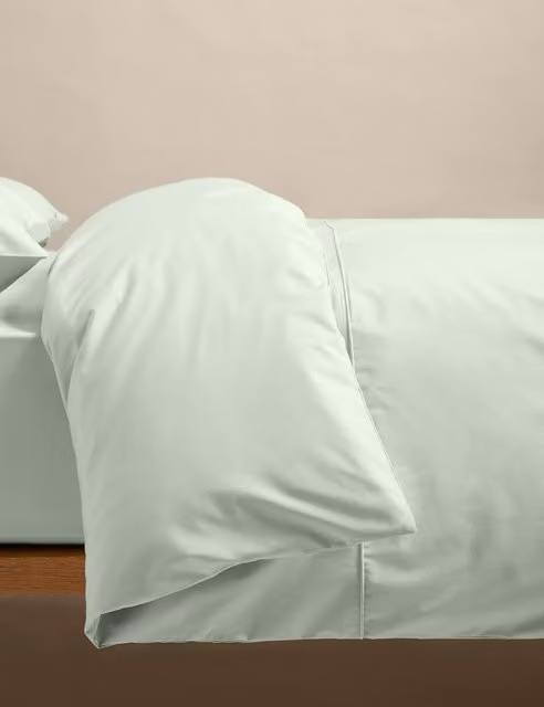 M&S Egyptian Cotton 230 Thread Count Percale Duvet Cover in Green