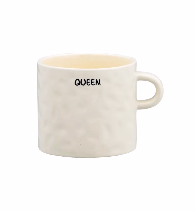 Anna + Nina Queen Tea Mug in White Stoneware