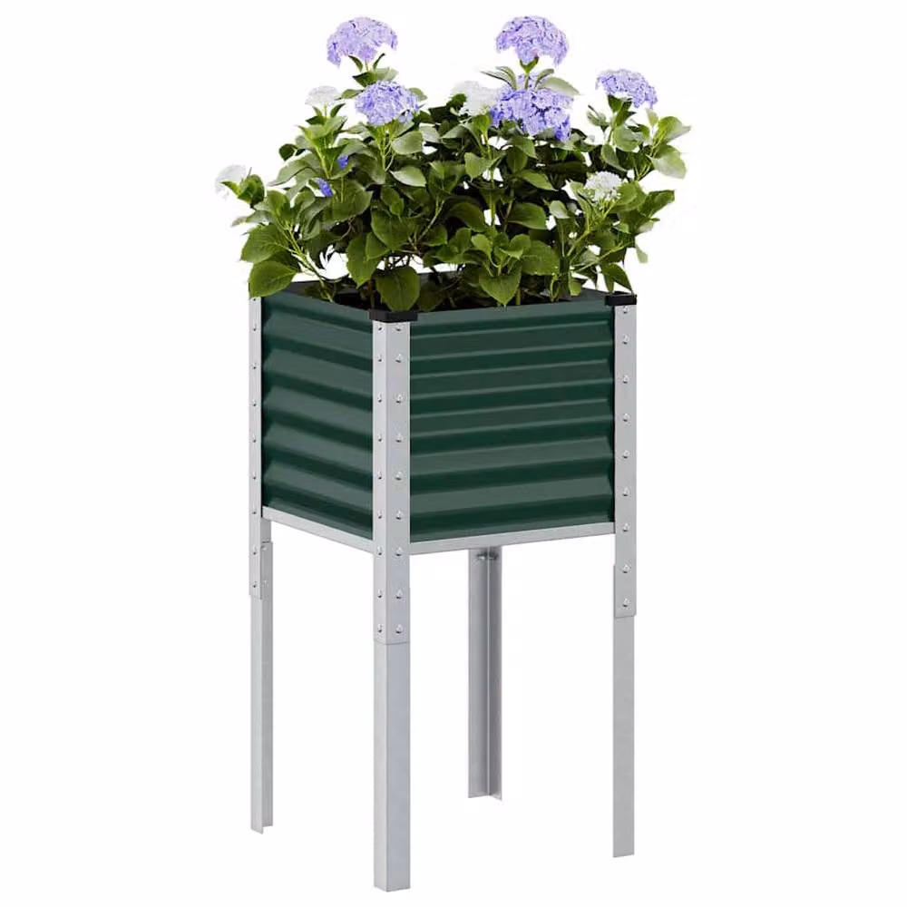 Berkfield Home Steel Garden Planter Tub, Green, W/D/H: 45 x 45 x 88 cm – 2