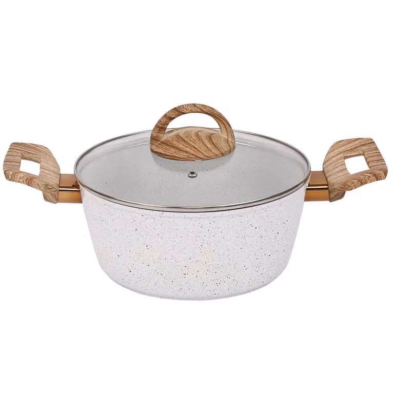 Gr8 Home Coconut 7 Piece Non Stick Aluminium Induction Cookware Set in White