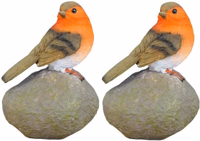 Selections Robin on a Stone Resin Garden Ornament, Orange