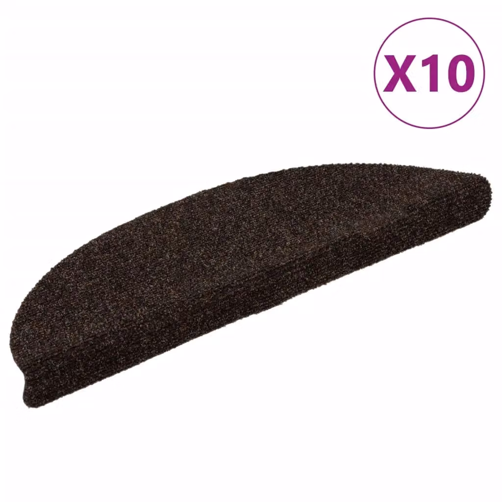 Berkfield Home Self-adhesive Stair Mats, 10 Pieces, Brown, W/D/H: 56 x 17 x 3 cm – 2