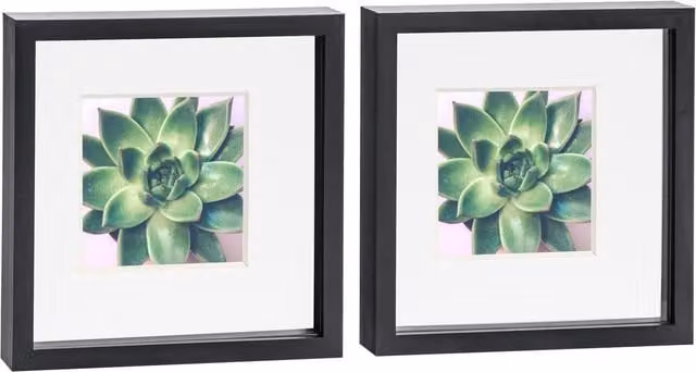 Nicola Spring Pack of 2 Square 3D Box Photo Frames in Black and Grey, W/H: 25.4 x 25.4 cm