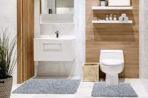 New Edge Blinds Tumble Twist Collection 2-Piece Cotton Bath Mat and WC Pedestal Mat Set in Grey, W: 50 cm, L: 80 cm