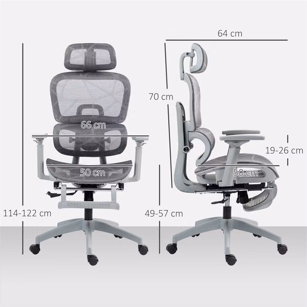 KORVIXA Grey Fabric Executive Office Chair with Headrest and Seat Depth Adjustment – 2