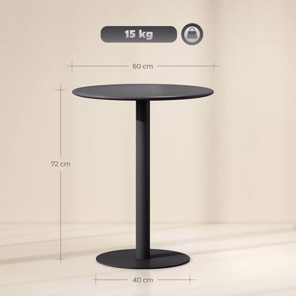 Wyld Haus Lestaguette Round Dining Table in Black with Powder Coated Steel Base, Diameter: 60 cm – 4