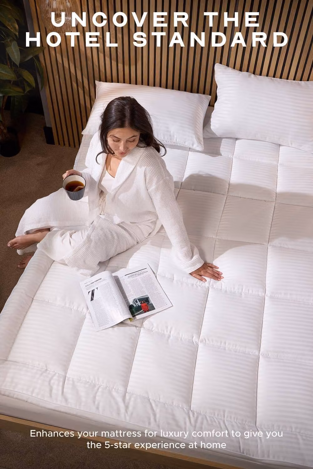 Snuggledown White Hotel Mattress Topper, 10 cm Depth, Double 140 x 200 cm – 3