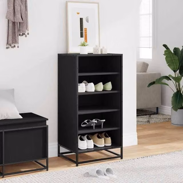 Berkfield Home Black Modern Shoe Rack, W/D/H: 48 x 38 x 97.5 cm