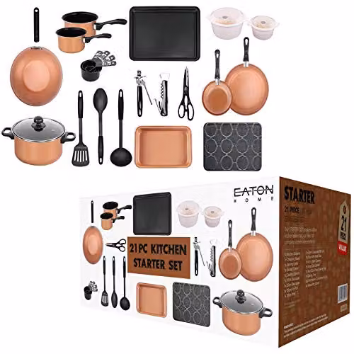 Gr8 Home 21 Piece Copper Non-Stick Cookware and Bakeware Starter Set – 2