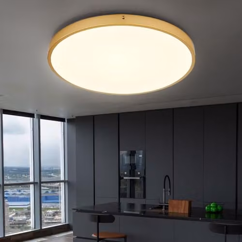 Globo Lighting Modern LED Ring Ceiling Light in Brass-Coloured Metal and Plastic, Warm White, D 45 cm – 4