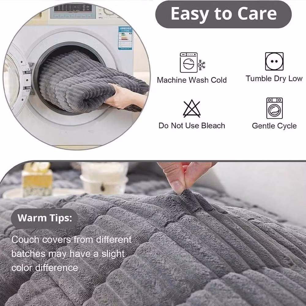 EONLION Grey Corduroy Sofa Cover and Pet Mat, W: 70 cm, D: 150 cm – 5
