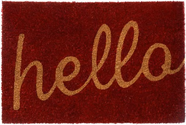 Orsina Red Hello Round Coir Doormat, Diameter: 100 cm
