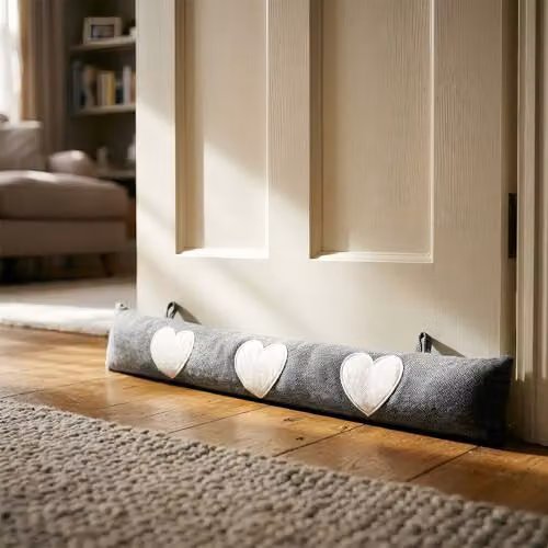 Nicola Spring Grey Heart Herringbone Draught Excluder, 78.5 cm – 2