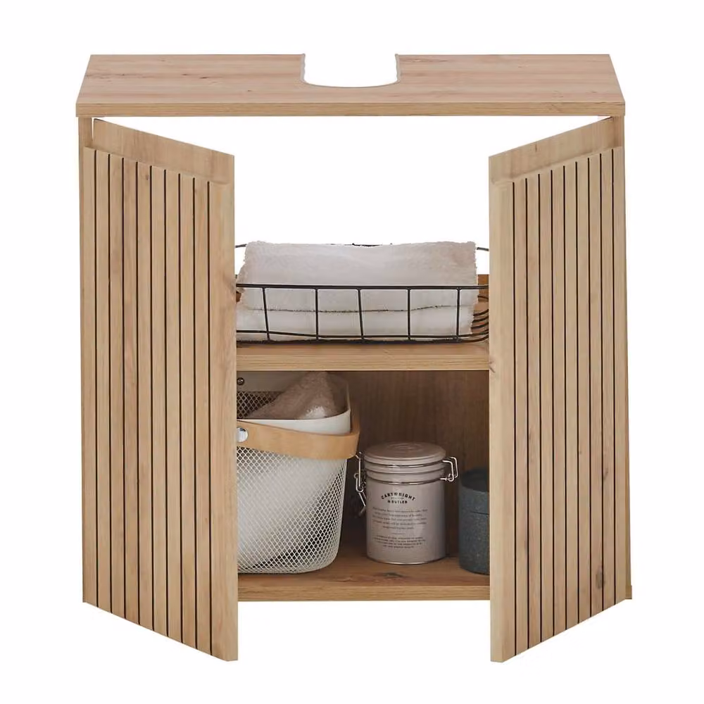 Cheshire Premium Haven 2 Door Brown Under Sink Bathroom Cabinet in Light Oak – 2