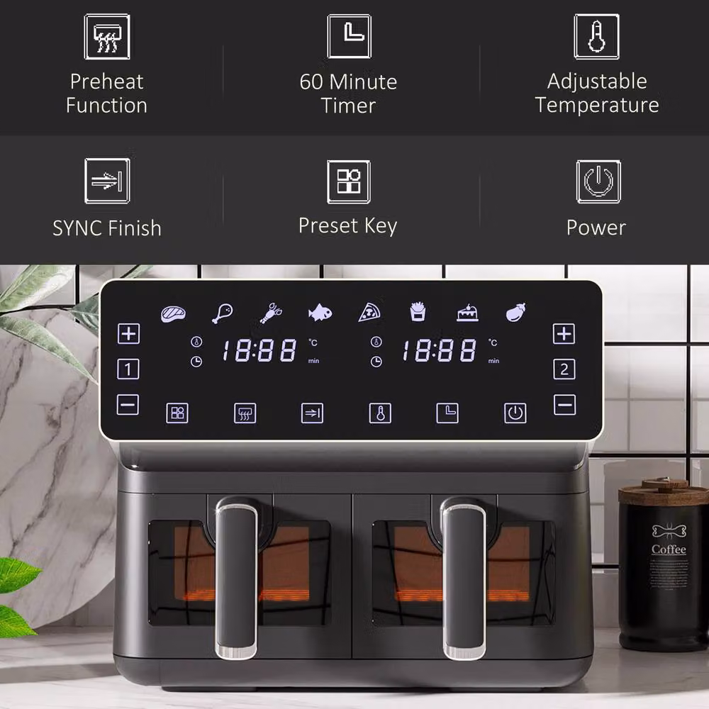 STILVORA 8L Dual Basket Air Fryer with Digital Display, Black – 6