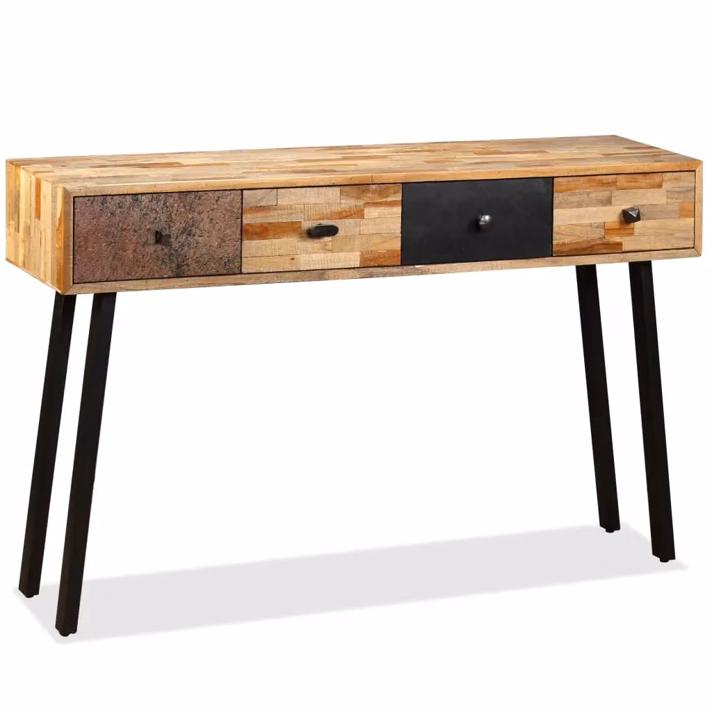 Berkfield Home Solid Reclaimed Teak Console Table, Brown and Multicolour, W/D/H: 120 x 30 x 76 cm – 2