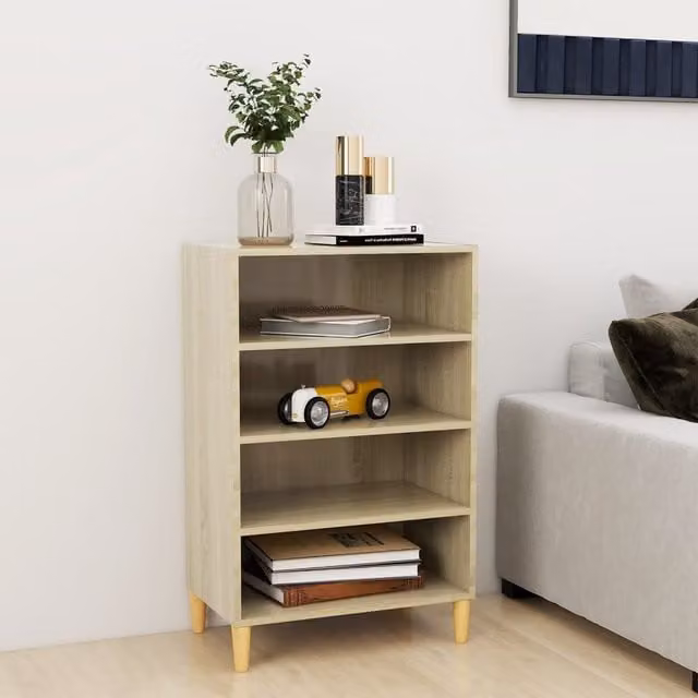 Berkfield Home Sonoma Oak Sideboard in Brown and Beige, W/D/H: 57 x 35 x 90 cm