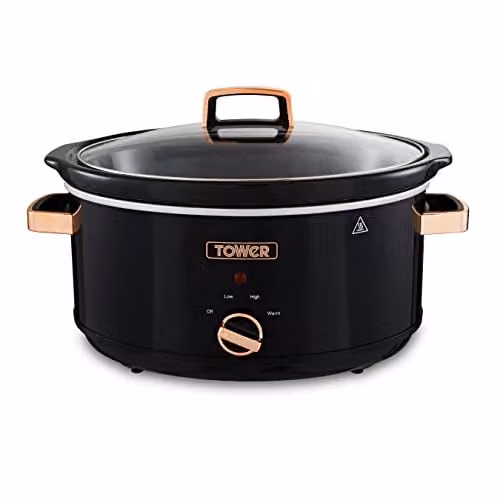 Tower Infinity Slow Cooker with Keep Warm Function, 6.5L, 300W, Black and Gold