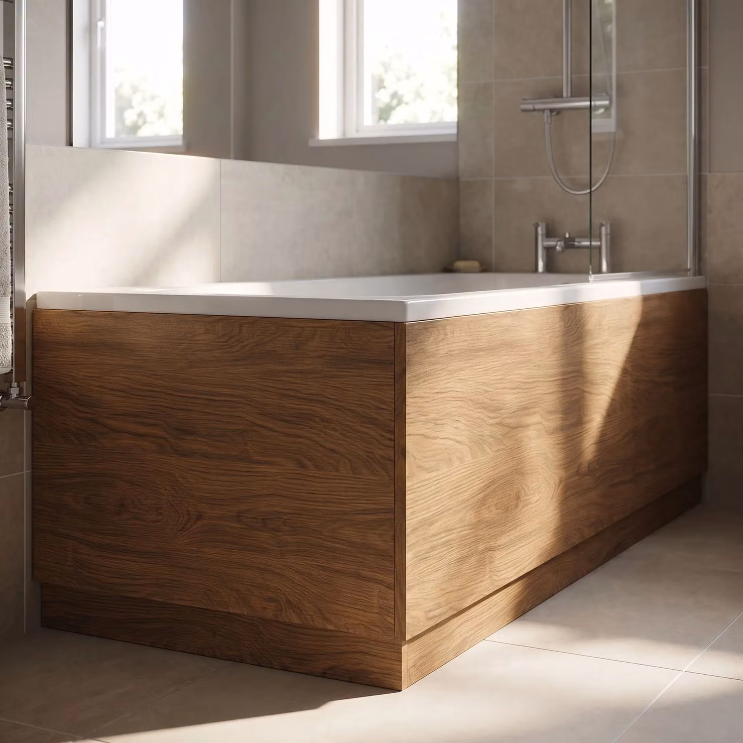 Balterley Straight Bath End Panel and Plinth, Antique Oak, Brown, Width: 70 cm – 3