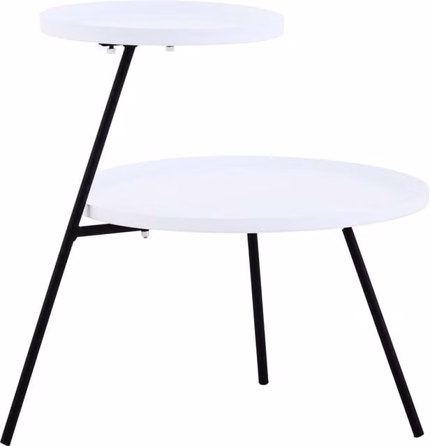 Interiors by Premier Trosa Two Tier Round Side Table in White and Black Metal