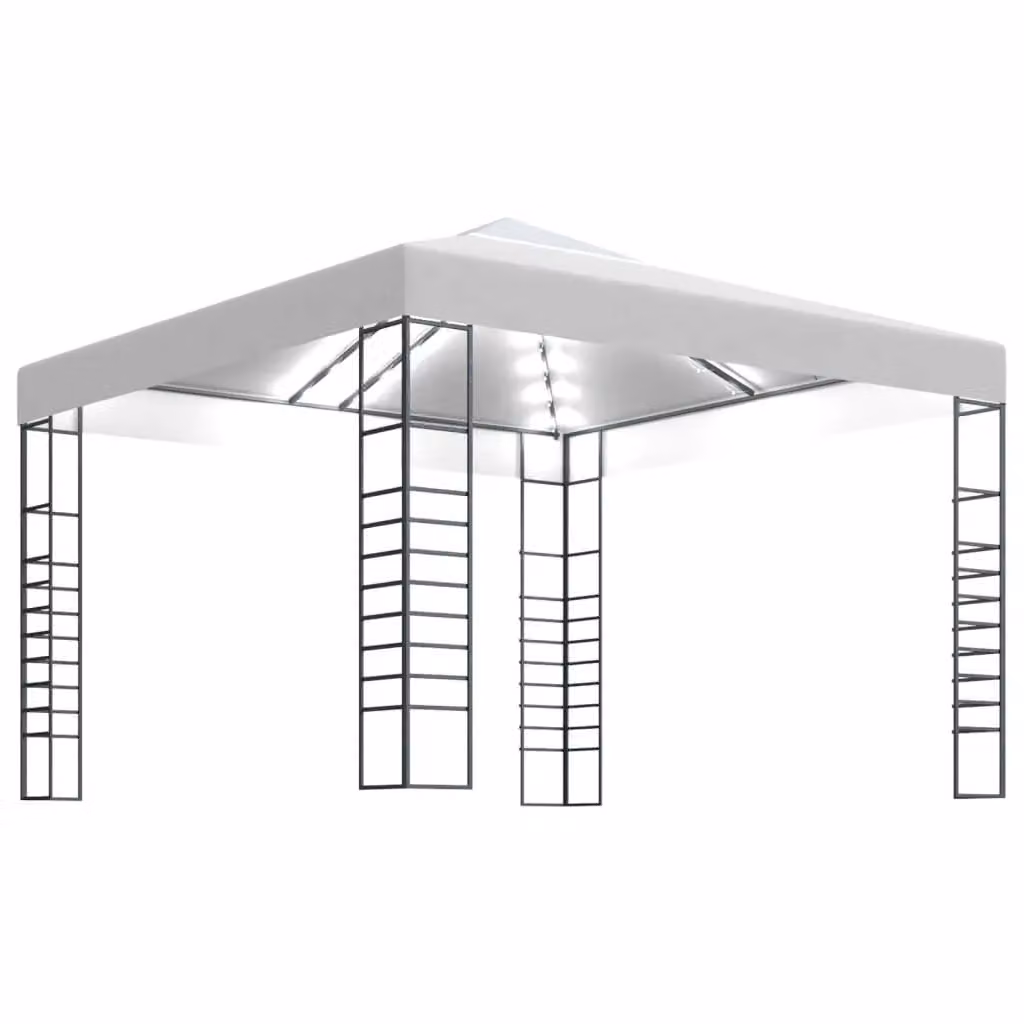 Berkfield Home Garden White Marquee with LED String Lights W: 3 m, D: 3 m, H: 3 m – 2