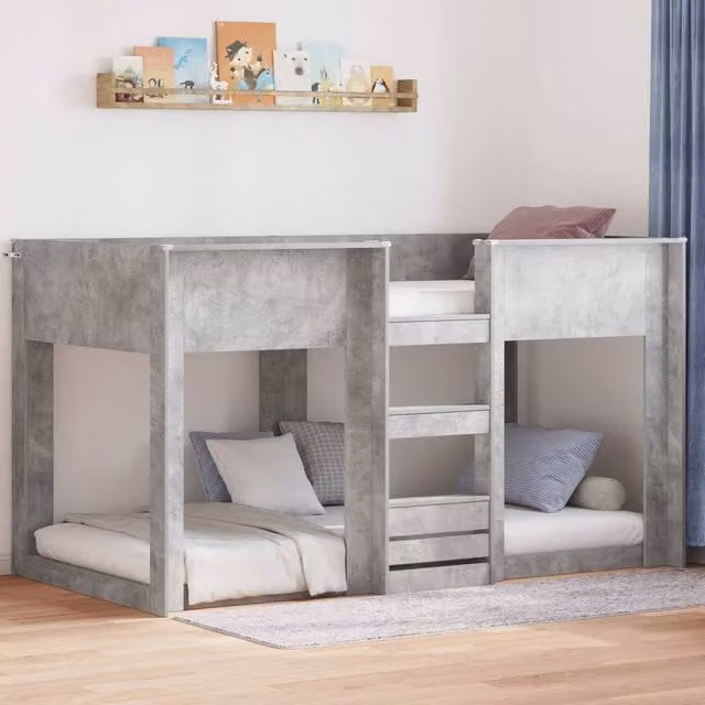 Berkfield Home Modern Two-Level Bunk Bed for Children in Concrete Grey, Engineered Wood, W: 75 cm, L: 190 cm