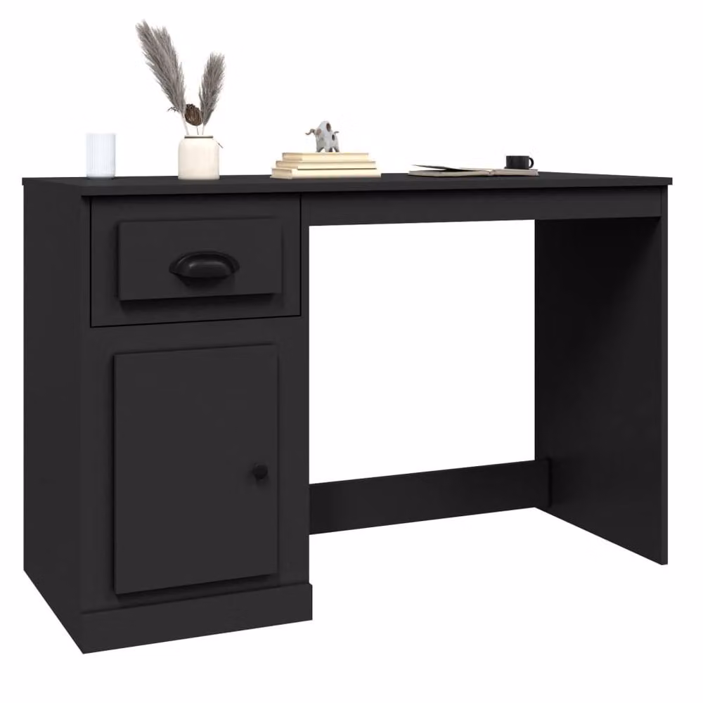 Berkfield Home Modern Black Computer Desk with Single Pedestal Drawer, W/D/H: 115 x 50 x 75 cm – 3