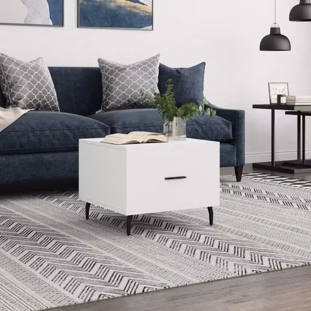 Berkfield Home Modern White Square Coffee Table W/D/H: 50 x 50 x 40 cm