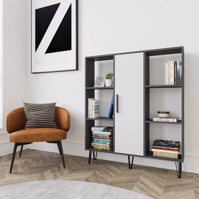 Decorotika Peoria Modern MDF Bookcase in Green and Grey