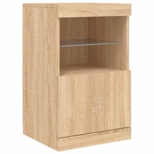vidaXL Modern Sideboard with Integrated LED Lights in Sonoma Oak, W/D/H: 41 x 37 x 67 cm