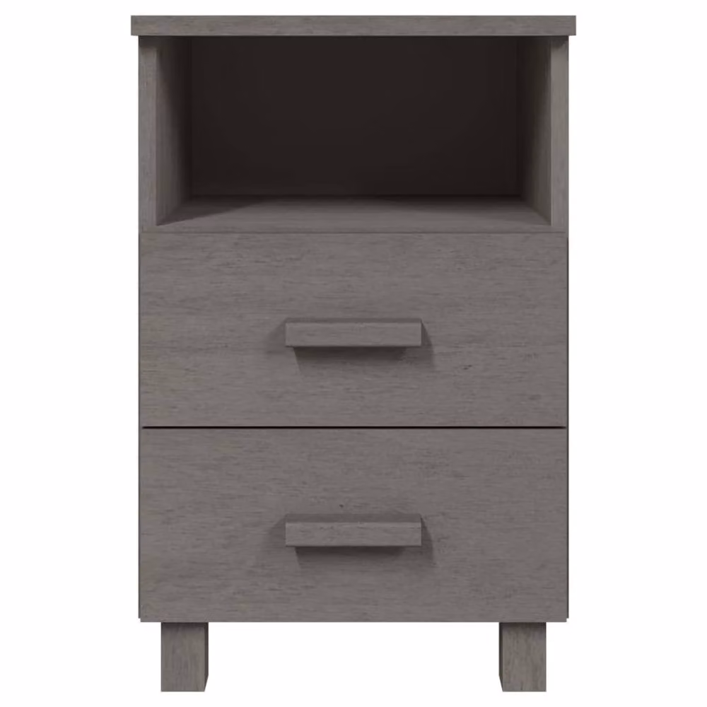 Berkfield Home HAMAR Bedside Cabinet in Light Grey Solid Pine, W/D/H: 40 x 35 x 62 cm – 3