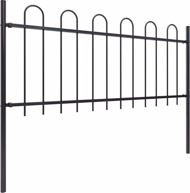 Berkfield Home Garden Hoop Top Steel Fence, Black, Height: 170 cm