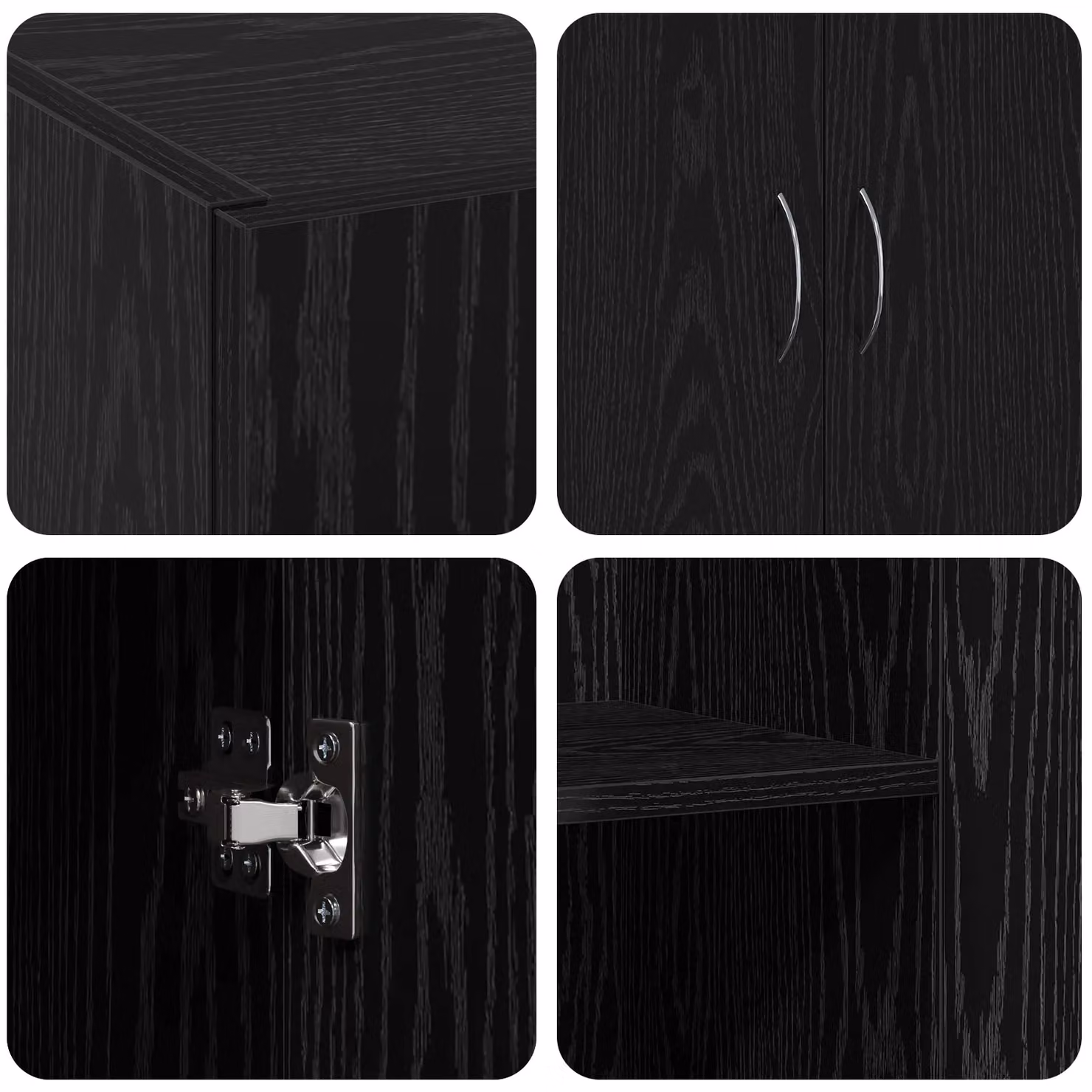 Berkfield Home Office Cabinet in Black Oak with Hinged Doors, W/D/H: 60 x 32 x 77.5 cm – 4