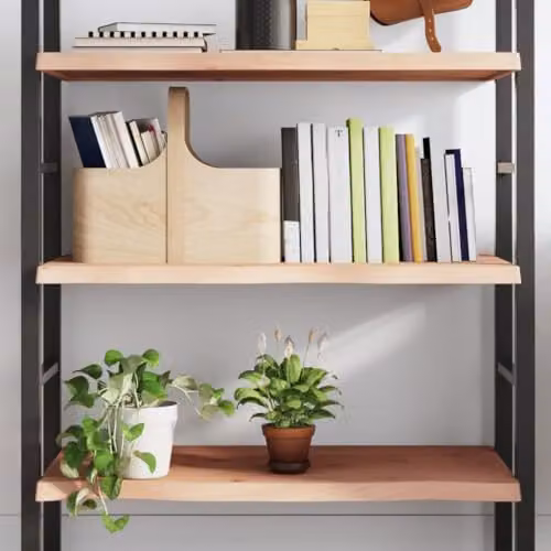 vidaXL Wall Shelf in Untreated Solid Oak Wood, Brown, W: 100 cm, D: 40 cm, H: 3-5 cm – 2