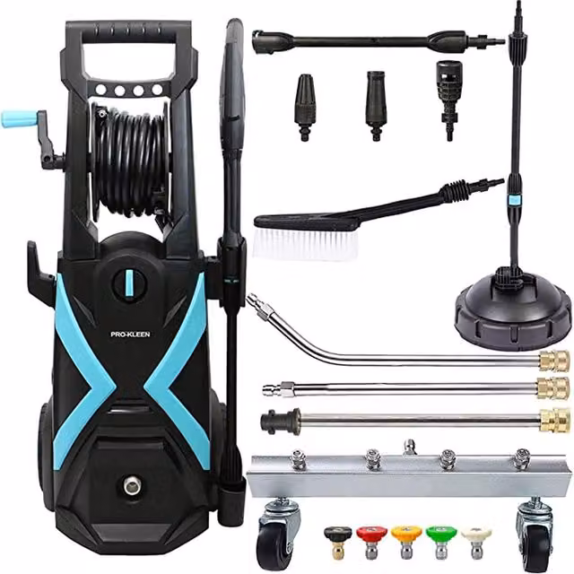 Pro-Kleen Pressure Washer Jet Cleaner with Patio and Chassis Cleaner, Black